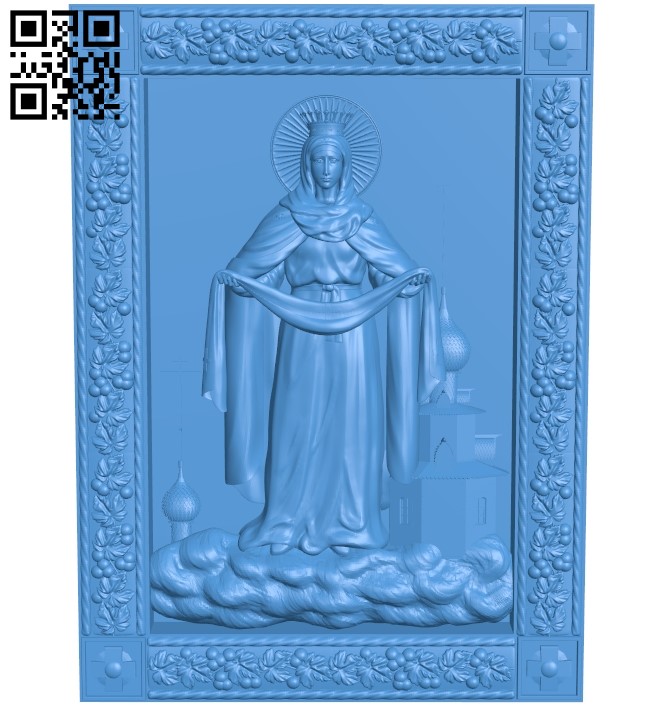 Icon of the Protection of the Holy Virgin A003829 wood carving file stl free 3d model download for CNC