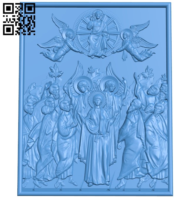 Icon of the Virgin with the Apostles A003851 wood carving file stl free 3d model download for CNC