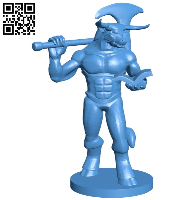 Minotaur with axe B005585 download free stl files 3d model for 3d printer and CNC carving