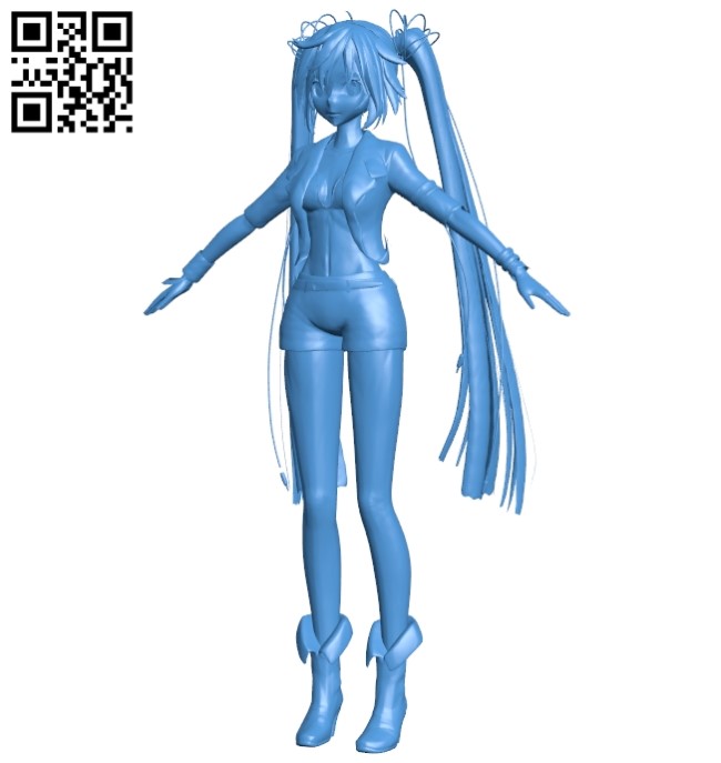 Miss Hatsune Miku rockstar B005555 download free stl files 3d model for 3d printer and CNC carving
