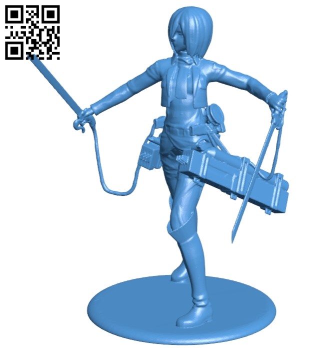 Miss Mikasa from AOT B005623 download free stl files 3d model for 3d printer and CNC carving