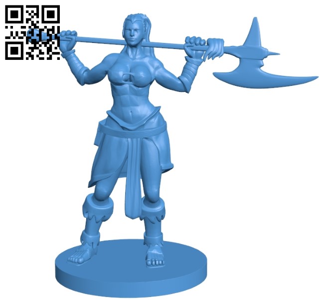 Miss Warrior with ax B005503 file stl free download 3D Model for CNC and 3d printer