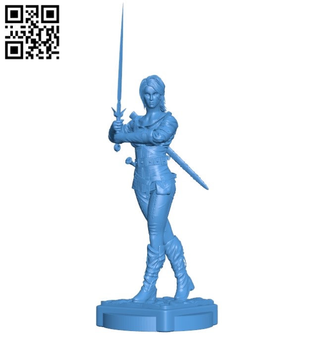 Miss ciri with sword B005369 file stl free download 3D Model for CNC and 3d printer