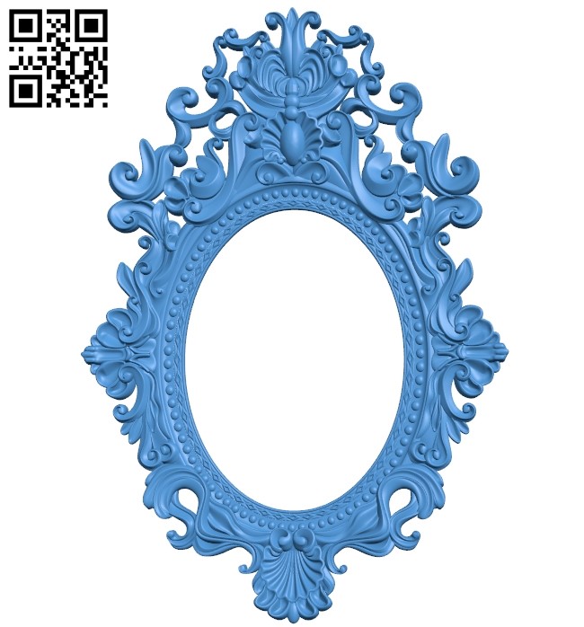 Picture frame or mirror oval A004079 download free stl files 3d model for CNC wood carving