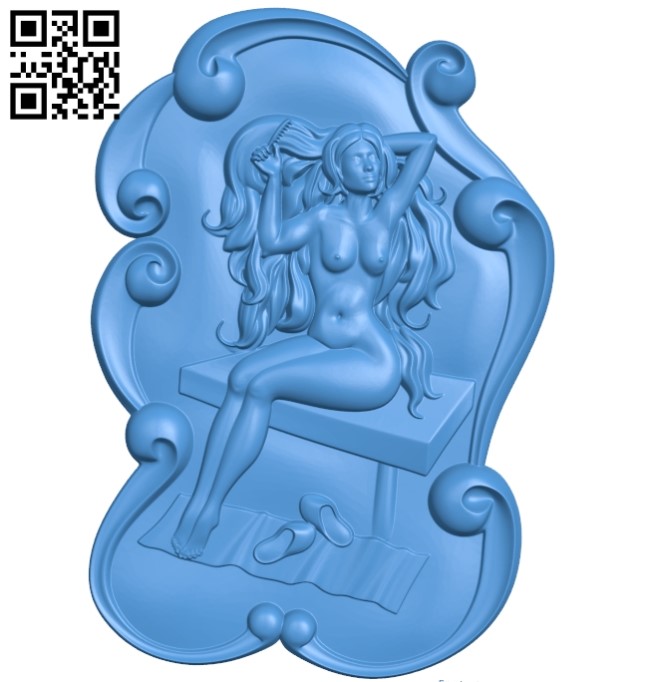 Picture girl sat and combed her hair A004078 download free stl files 3d model for CNC wood carving
