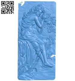 Picture summer girl by the stream A004107 download free stl files 3d model for CNC wood carving