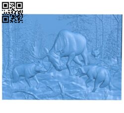 Picture wolf hunting deer A003907 wood carving file stl free 3d model download for CNC