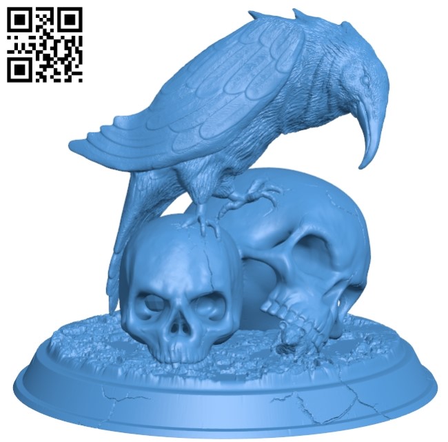 Raven skull B005306 file stl free download 3D Model for CNC and 3d printer