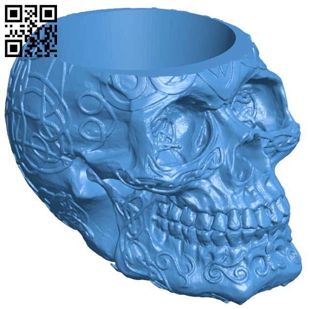 Skull pot B005571 download free stl files 3d model for 3d printer and CNC carving