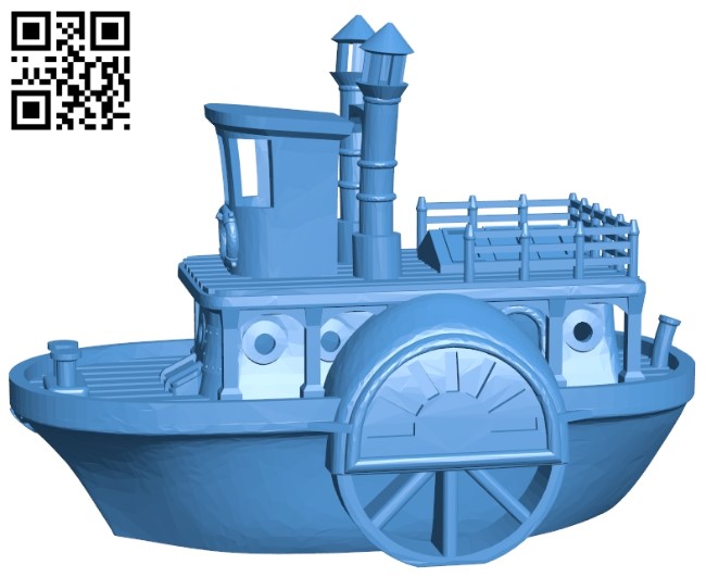 Slant Roof Paddle Boat Ship B005476 file stl free download 3D Model for CNC and 3d printer