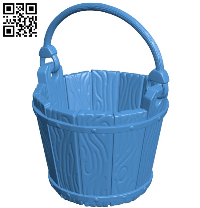 Wooden bucket B005479 file stl free download 3D Model for CNC and 3d printer