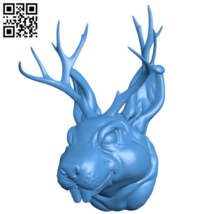 jackalope head B005523 free download stl file 3D Model for CNC and 3d printer