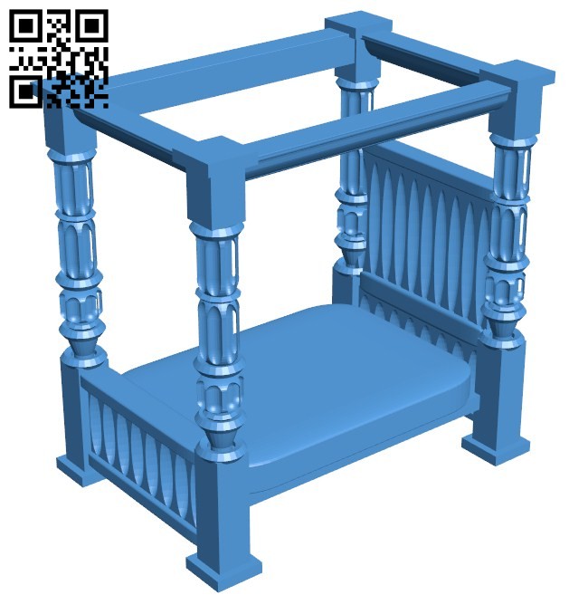Antique bed B006223 download free stl files 3d model for 3d printer and CNC carving