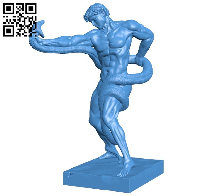 Athlete wrestling a python at the tate britain london B005858 download free stl files 3d model for 3d printer and CNC carving