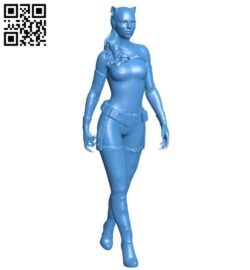Cat woman walking B005808 download free stl files 3d model for 3d printer and CNC carving