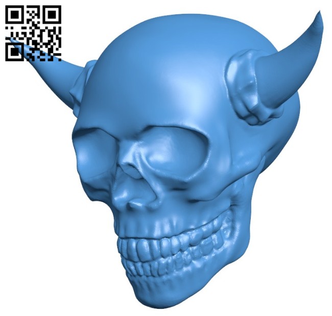 Devil skull B006066 download free stl files 3d model for 3d printer and CNC carving