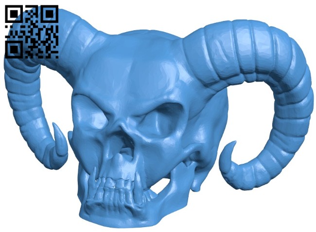 Devil skull B006107 download free stl files 3d model for 3d printer and CNC carving