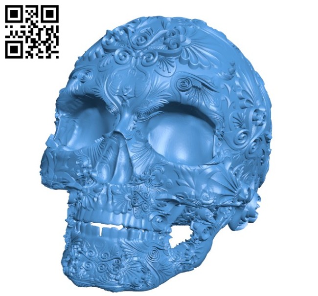 Fancy Skull B006209 download free stl files 3d model for 3d printer and CNC carving