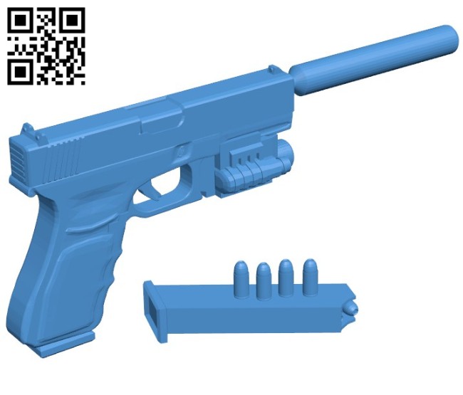 Glock 18 gun B006293 download free stl files 3d model for 3d printer and CNC carving