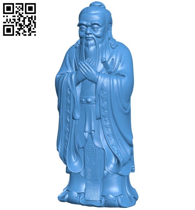 Golden statue of Confucius B006287 download free stl files 3d model for 3d printer and CNC carving