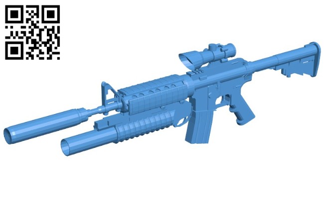 Gun M16 B006061 download free stl files 3d model for 3d printer and CNC carving