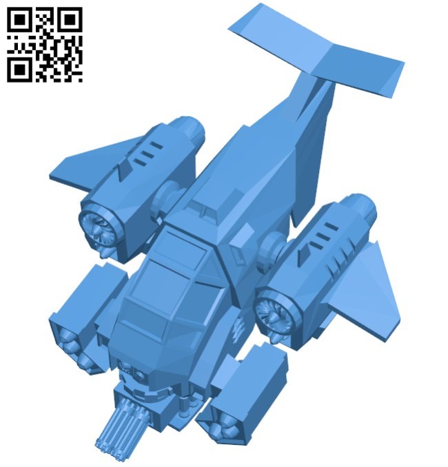 Gunship - aircraft B006035 download free stl files 3d model for 3d printer and CNC carving