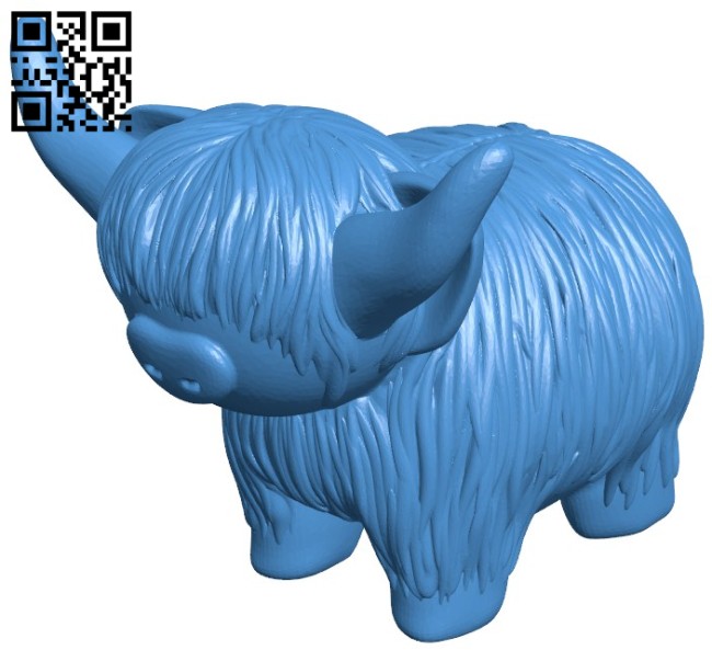 Highland cow B006001 download free stl files 3d model for 3d printer and CNC carving