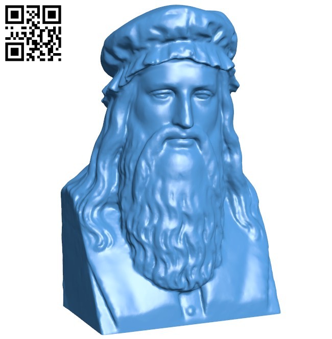 Leonardo Da Vinci Bust B005979 download free stl files 3d model for 3d printer and CNC carving