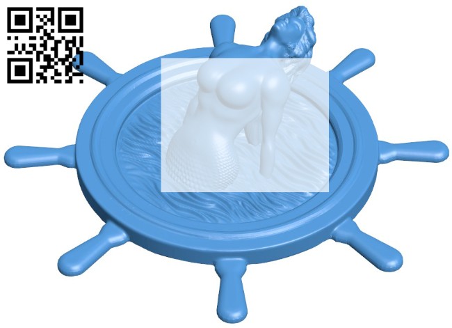 Mermaid Steering Wheel B006114 download free stl files 3d model for 3d printer and CNC carving