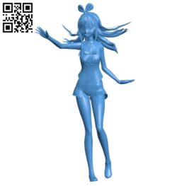 Miss Kizuna Ai posed B006177 download free stl files 3d model for 3d printer and CNC carving