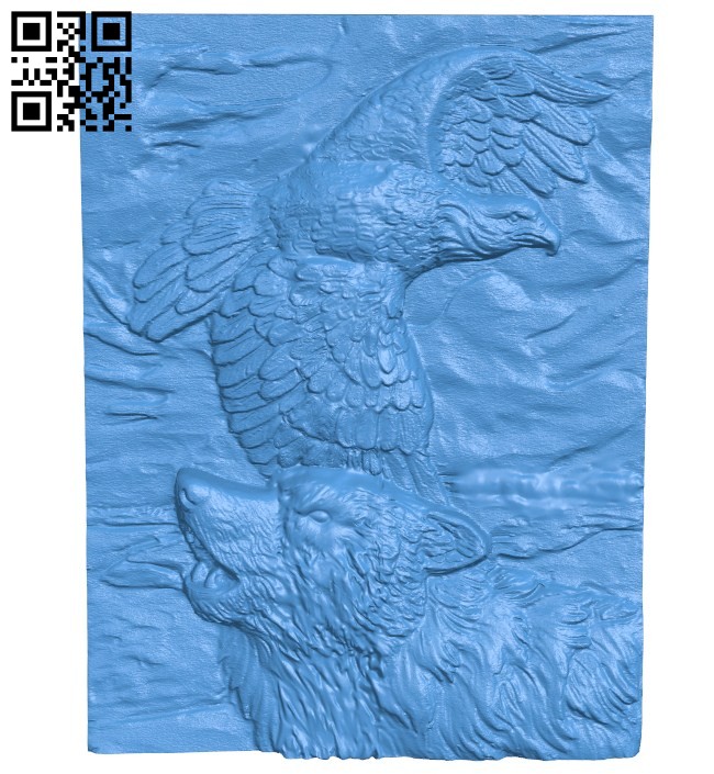 Panel eagle and wolf A004319 download free stl files 3d model for CNC wood carving