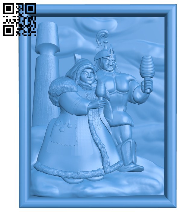 Picture warrior with a girl A004269 download free stl files 3d model for CNC wood carving