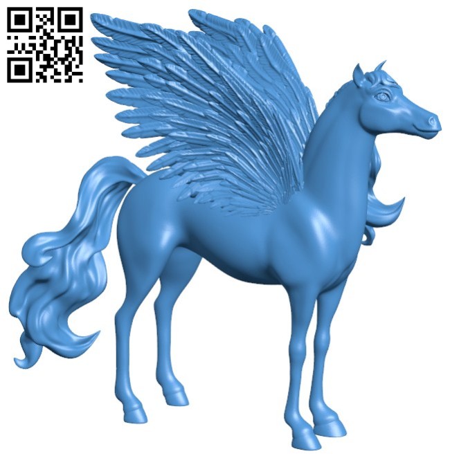 Pretty pegasus - Unicorn B005964 download free stl files 3d model for 3d printer and CNC carving