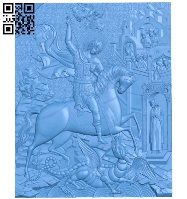 Religious painting destroys monsters A004222 download free stl files 3d model for CNC wood carving