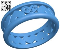 Ring with hearts B006174 download free stl files 3d model for 3d printer and CNC carving