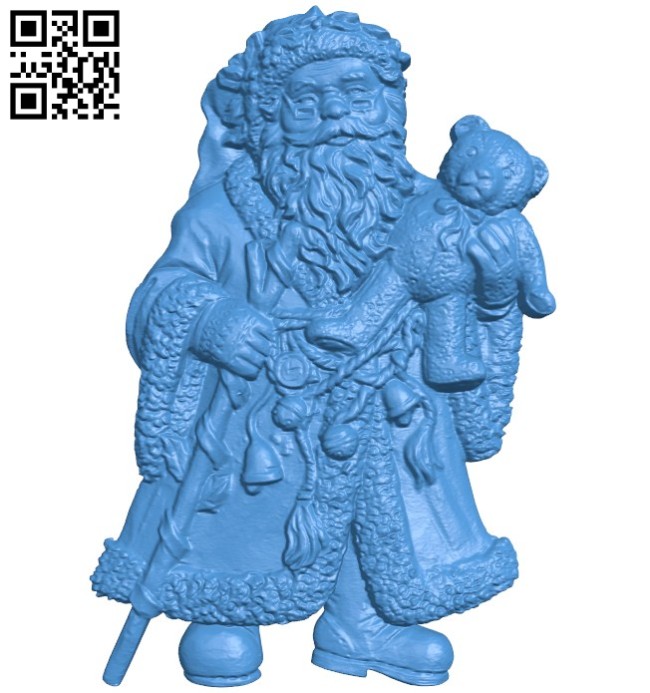 Santa Claus and teddy bear A004353 download free stl files 3d model for CNC wood carving