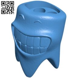 Smiling toothbrush holder B005994 download free stl files 3d model for 3d printer and CNC carving