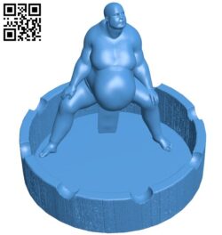 Sumo shaped ashtray B005991 download free stl files 3d model for 3d printer and CNC carving