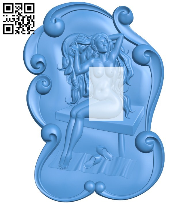 The girl sat and combed her hair A004202 download free stl files 3d model for CNC wood carving