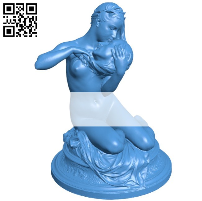 The girl sat hugging the man's head B005868 download free stl files 3d model for 3d printer and CNC carving