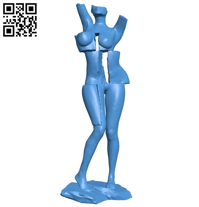 Women sculpture of aged stone B005830 download free stl files 3d model for 3d printer and CNC carving