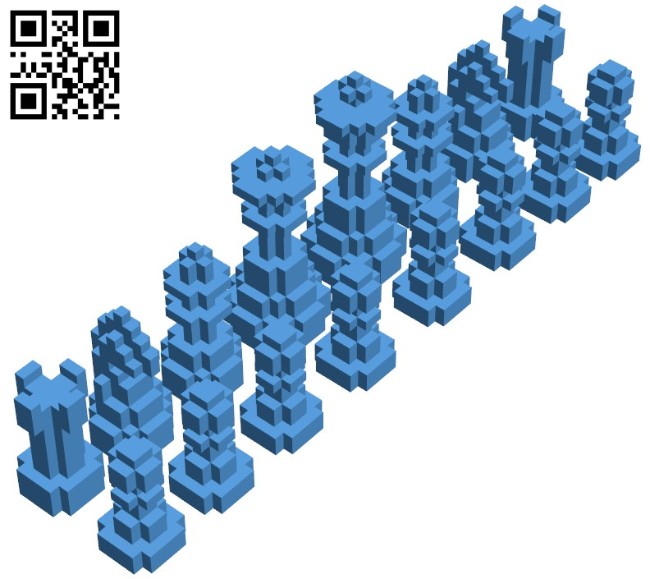 Bit Chess set B006421 file stl free download 3D Model for CNC and 3d printer