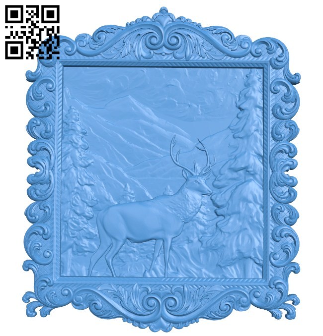 Deer painting in the forest A004533 download free stl files 3d model for CNC wood carving