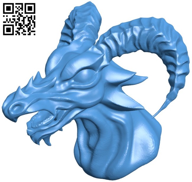 Dragon head with big horns B006377 file stl free download 3D Model for CNC and 3d printer
