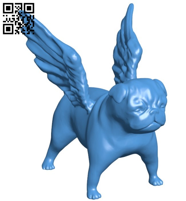Winged Pug B006513 file stl free download 3D Model for CNC and 3d printer