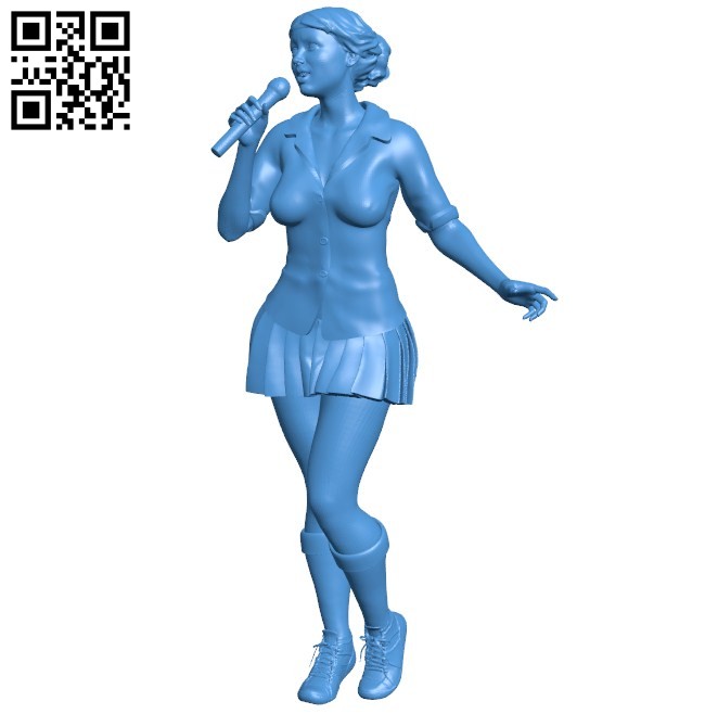 Woman with karaoke B006332 download free stl files 3d model for 3d printer and CNC carving