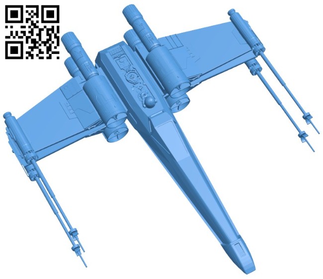X-wing detailed ship B006497 file stl free download 3D Model for CNC and 3d printer