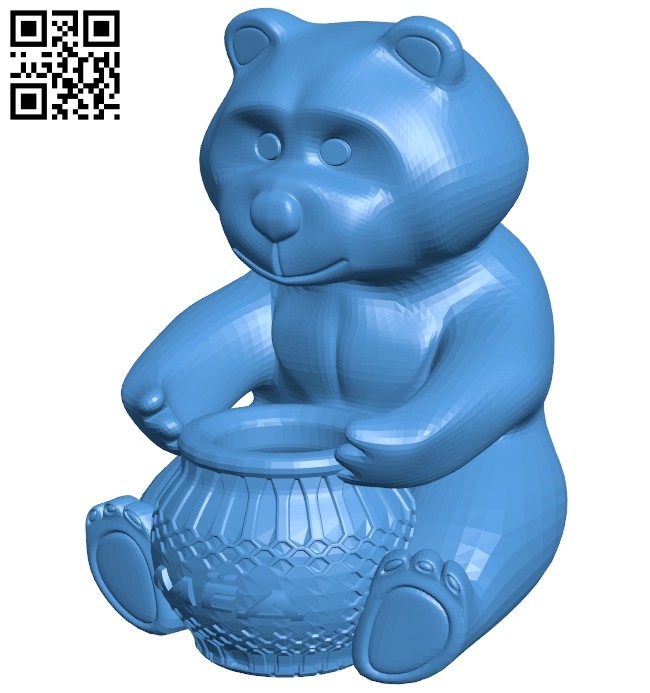 Bear and jar of honey B006879 file stl free download 3D Model for CNC and 3d printer
