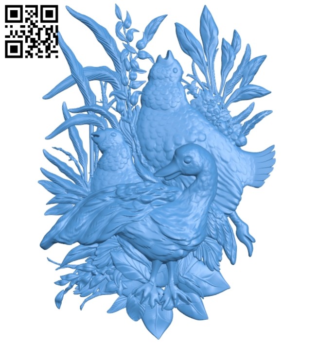 Chicken and duck painting A004685 download free stl files 3d model for CNC wood carving