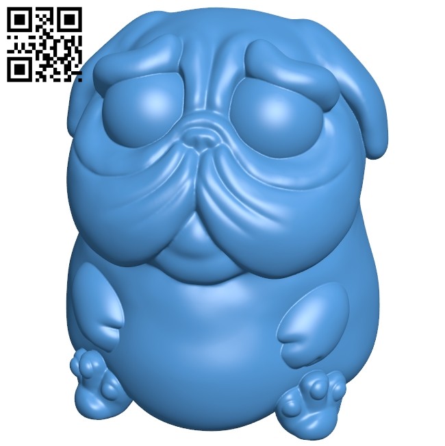Doggy pop pug - dog B007045 file stl free download 3D Model for CNC and 3d printer